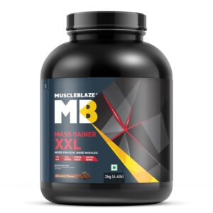 MuscleBlaze Mass Gainer XXL (Chocolate, 2kg / 4.4lbs, 20 Servings) | With Complex Carbs, High Protein & Digestive Enzymes