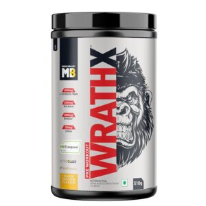 MuscleBlaze Pre Workout WrathX with Creapure®, Nitroblaze & BioPerine (Mango Mayhem, 510g, 30 Servings)