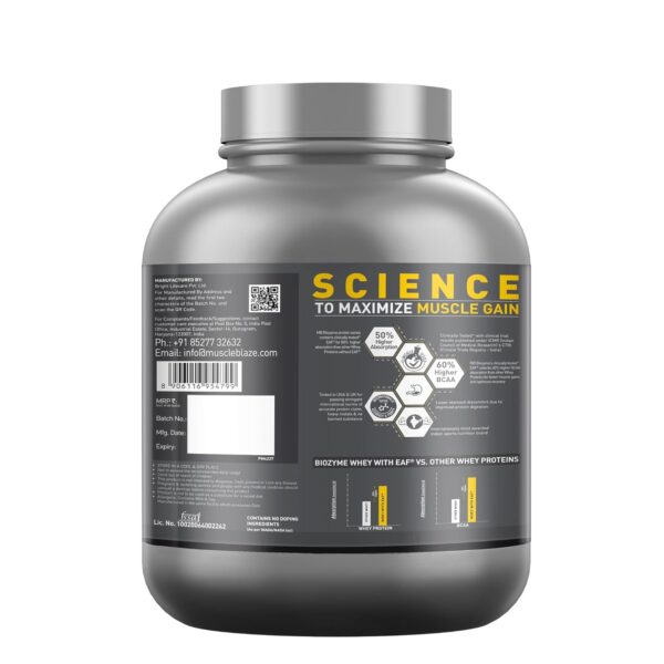 MuscleBlaze Biozyme Performance Whey Protein Powder, Kesar Thandai (2kg / 4.4lbs) | 25g Protein Per Scoop | Clinically Tested 50% Higher Protein Absorption