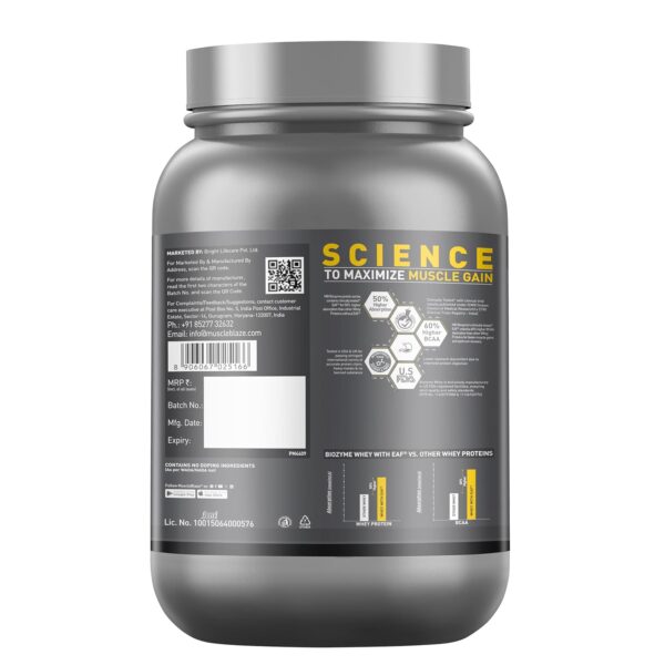 MuscleBlaze Biozyme Iso-Zero, Low Carb Whey Protein Isolate Powder, 27g Isolate Whey Per Scoop (Ice Cream Chocolate, 1kg / 2.2lbs) | USA Patent-Published Enhanced Absorption Formula (EAF)
