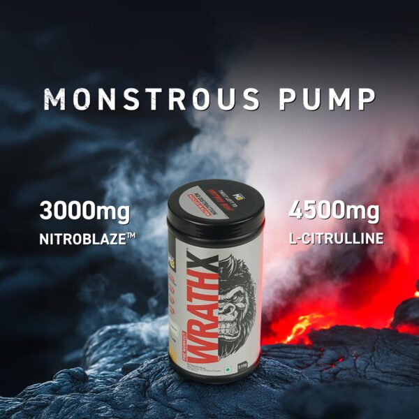 MuscleBlaze Pre Workout WrathX with Creapure®, Nitroblaze & BioPerine (Mango Mayhem, 510g, 30 Servings)