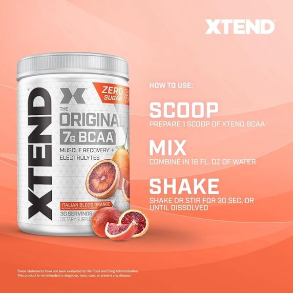 Scivation Xtend Original Bcaa Powder (Italian Blood Orange) - Sugar Free Workout Muscle Recovery Drink With 7G Bcaa,, Amino Acid Supplement With L Glutamine & Electrolytes - 426 Gms (30 Servings)