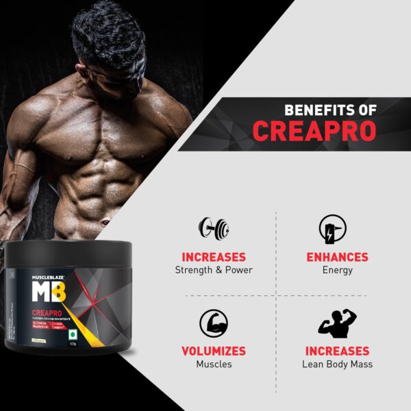 MuscleBlaze CreaPRO Creatine Monohydrate Powder with Creapure, Unflavoured (33 Servings, 100g)
