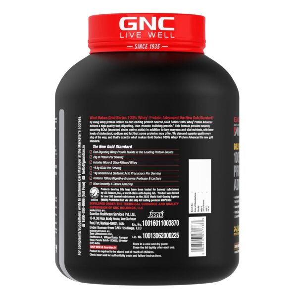 GNC AMP Gold Series Whey Protein Advanced | 4 lbs | Lean Muscle Gains | Intense Workout | Informed Choice Certified | 24g Protein | 5.5g BCAA | 4g Glutamine | Double Rich Chocolate| Formulated In USA