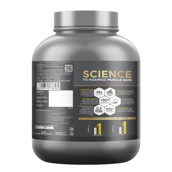 MuscleBlaze Biozyme Gold 100% Whey Protein (Monk Fruit Sweetened Chocolate Hazelnut, 2kg / 4.4 lb) | Whey Isolate as Primary Protein Source