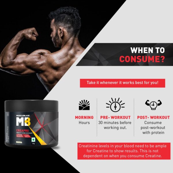 MuscleBlaze CreaPRO Creatine Monohydrate Powder with Creapure, Unflavoured (33 Servings, 100g)