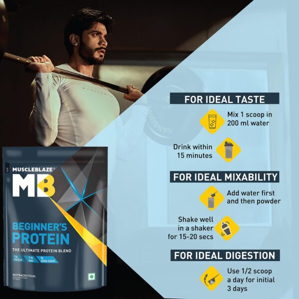MuscleBlaze Beginner's Whey Protein, No Added Sugar, Faster Muscle Recovery & Improved Strength (Chocolate, 2 kg / 4.4 lb)