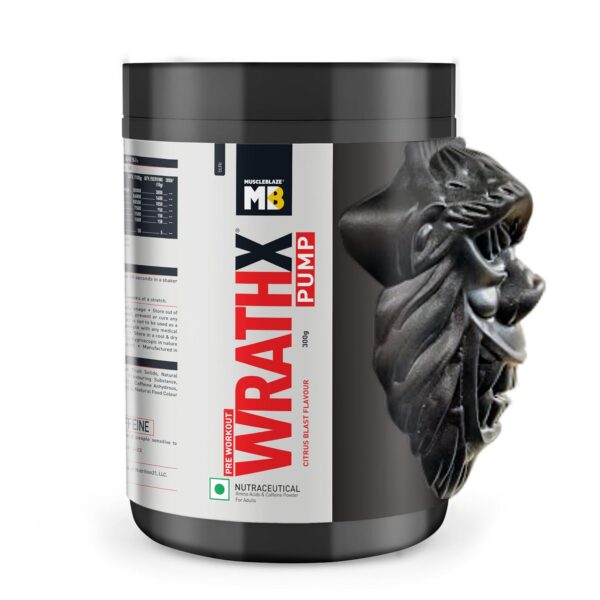 MuscleBlaze Pre Workout WrathX PUMP with Nitrosigine & L-Citrulline (Citrus Blast, 300g, 30 Servings)