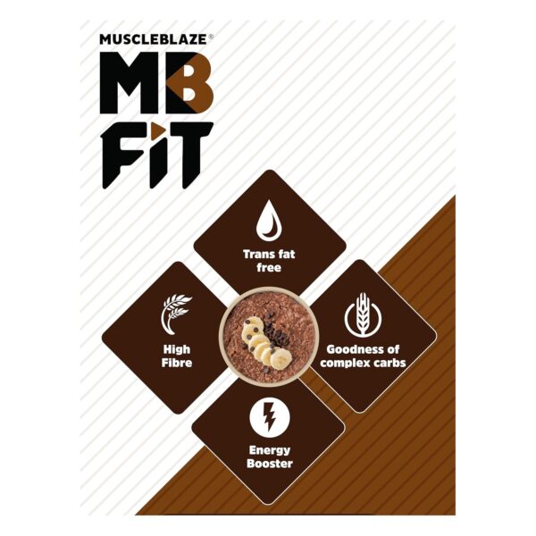 MuscleBlaze Fit High Protein Oats (Dark Chocolate, 1kg) | 22g Protein | Breakfast Cereals for Weight Management