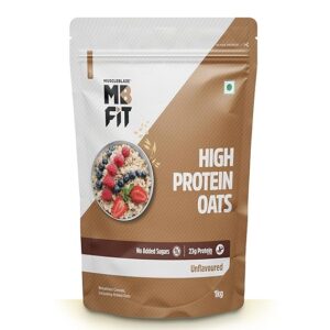 MuscleBlaze Fit High Protein Oats (Unflavoured, 1kg) | 23g Protein | Breakfast Cereals for Weight Management