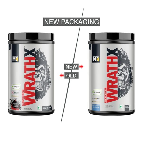 MuscleBlaze Pre Workout WrathX with Creapure Powder, Nitroblaze & BioPerine (Cola Frost, 510g, 30 Servings)