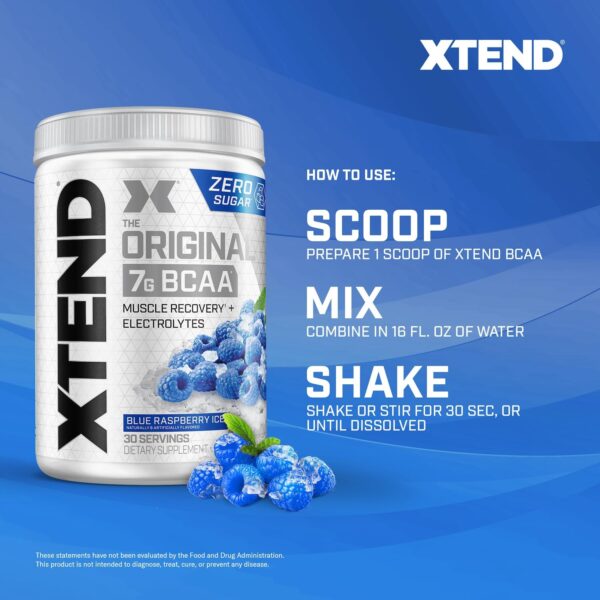 Xtend Scivation Bcaas Powder For Adults(Pre-Workout, 7G Bcaas, 0G Carbs,Sugar & Calories, 3.5 Leucine, 2.5G L-Glutamine, 1G Citrulline Malate) - 402 Gm, 30 Servings (Blue Raspberry)