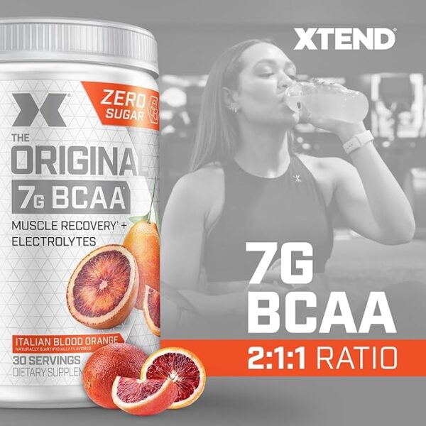 Scivation Xtend Original Bcaa Powder (Italian Blood Orange) - Sugar Free Workout Muscle Recovery Drink With 7G Bcaa,, Amino Acid Supplement With L Glutamine & Electrolytes - 426 Gms (30 Servings)