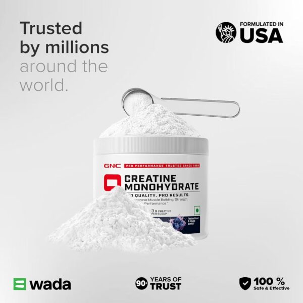 GNC Pro Performance Creatine Monohydrate - 3000mg Creatine Per Scoop | Micronized for Faster Absorption | Boosts Energy, Muscle Volume & Performance | Gluten-Free | Blueberry | 250gm
