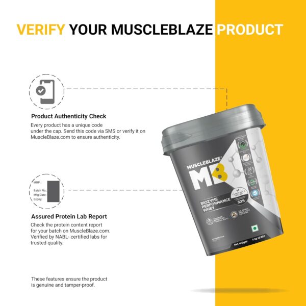 MuscleBlaze Biozyme Performance Whey Protein Powder, Chocolate Hazelnut (4kg / 8.8lbs) | 25g Protein Per Scoop | Clinically Tested 50% Higher Protein Absorption