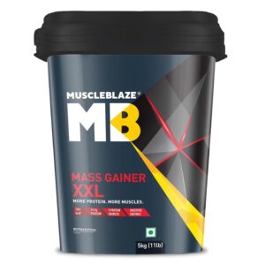MuscleBlaze Mass Gainer XXL (Chocolate, 5kg / 11lbs, 50 Servings) | With Complex Carbs | High Protein & Digestive Enzymes