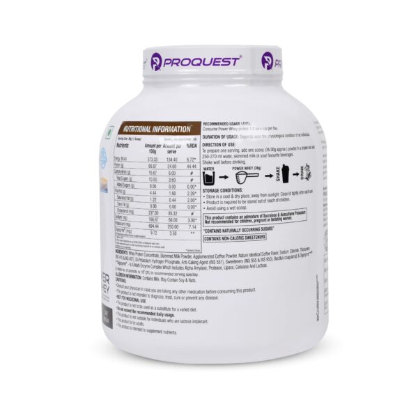 ProQuest Whey Protein (Café Mocha, 2 KG / 4.4 lb / 55 Servings) | 24g Protein Per Scoop | 5.3g BCAA & 11.9g EAA |Lab Tested, Added Probiotics & Digezyme® for Fast & Easy Digestion