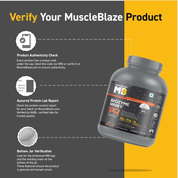 MuscleBlaze Biozyme Whey Protein PR Powder with 30g Protein, 3g Creatine Monohydrate & 50mg AstraGin (Cookies & Cream, 2kg / 4.4lbs) | Trustified Gold Certified