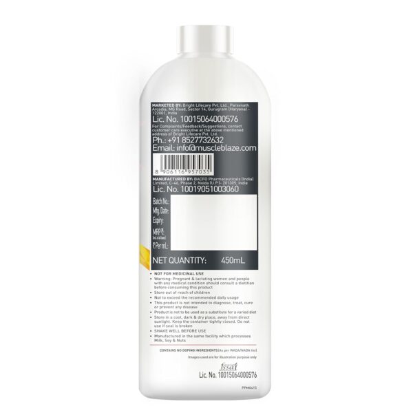 MuscleBlaze Liquid L-Carnitine PRO (Tangy Orange, 450ml) | 3300mg L- Carnitine |Triple Strength Formula