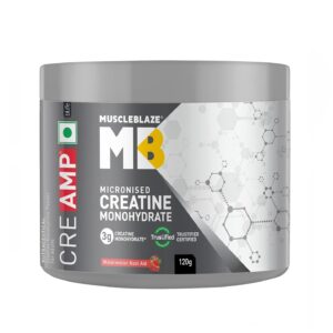 MuscleBlaze Micronised Creatine Monohydrate CreAMP Powder, Watermelon Kool Aid (30 Servings, 120g) | Trustified Certified Creatine