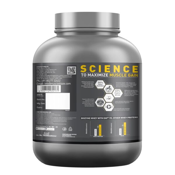 MuscleBlaze Biozyme Performance Whey Protein Powder, Chocolate Hazelnut (2kg / 4.4lbs) | 25g Protein Per Scoop | Clinically Tested 50% Higher Protein Absorption