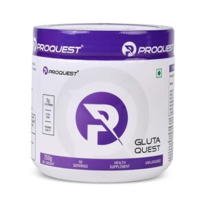 PROQUEST L-Glutamine Micronized Grade 5000mg Gluta Quest - | Proteogenic Amino Acid for Faster Recovery | Increase Muscle Strength & Endurance |Unflavoured (250G, 50 Servings)