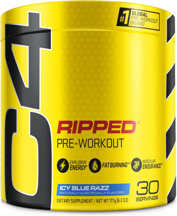 Cellucor C4 Ripped Explosive Pre-Workout & Cutting Formula 180g (30 Servings)ICY BLUE RAZZ