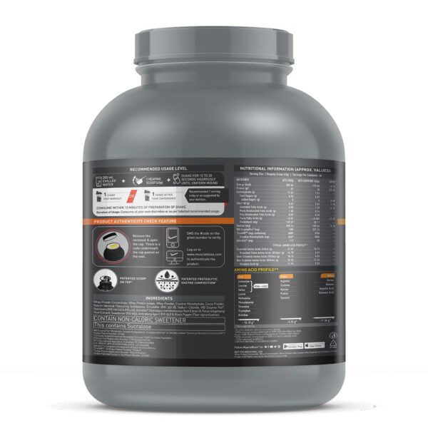 MuscleBlaze Biozyme Whey Protein PR Powder with 30g Protein, 3g Creatine Monohydrate & 50mg AstraGin (Chocolate Fudge, 2kg / 4.4lbs) | Trustified Gold Certified