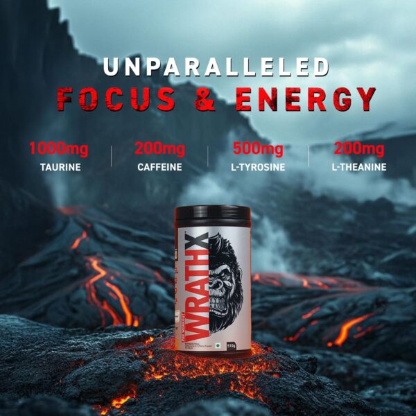 MuscleBlaze Pre Workout WrathX with Creapure®, Nitroblaze & BioPerine (Mango Mayhem, 510g, 30 Servings)