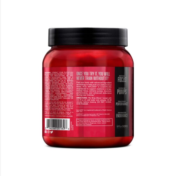 BSN N.O.-XPLODE Pre Workout Powder, Energy Supplement for Men and Women with Creatine and Beta-Alanine, Flavor: Grape, 30 Servings
