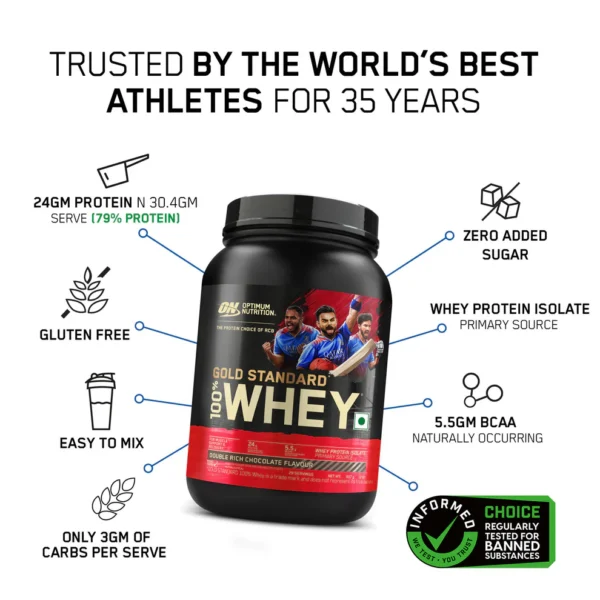 ON Gold Standard 100% Whey Protein Powder | Vanilla Ice Cream | 2 lbs