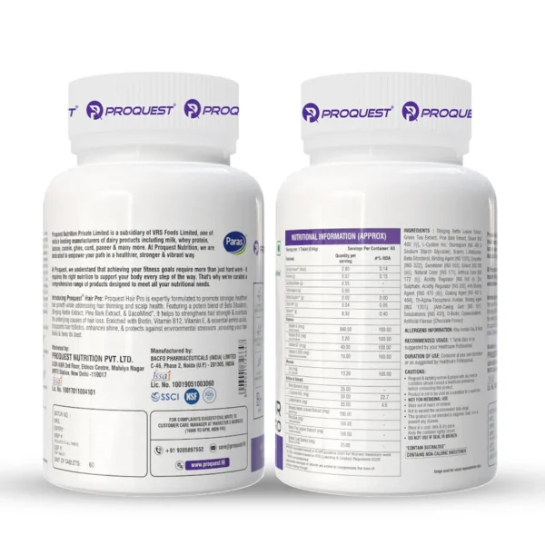 PROQUEST Hair Pro Hair Vitamins for Support Hair Growth, Reduced Hair Fall & Improves Hair Density.