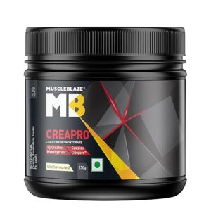 MuscleBlaze CreaPRO Creatine Monohydrate Powder with Creapure, Unflavoured (83 Servings, 250g)