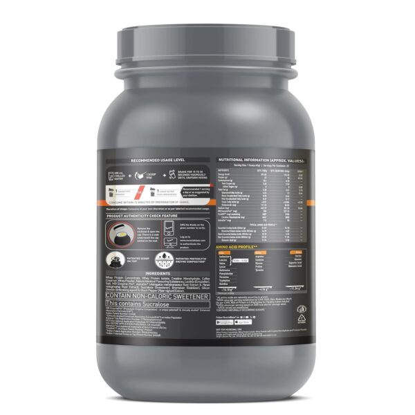 MuscleBlaze Biozyme Whey Protein PR with 30g Protein, 3g Creatine Monohydrate & 50mg AstraGin® (Cookies & Cream, 1kg / 2.2lbs) | Trustified Gold Certified
