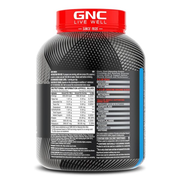 GNC AMP Pure Isolate Low Carb | Boosts Athletic Performance | Builds Lean Muscles | Speeds Up Recovery | Increases Strength | USA Formulated | 25g Protein | 6g BCAA | Cookies & Cream | 4 lbs