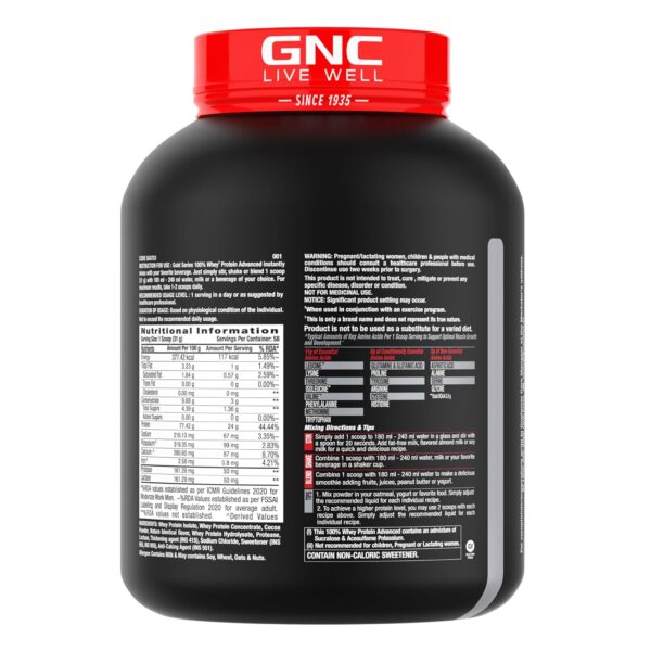 GNC AMP Gold Series Whey Protein Advanced | 4 lbs | Lean Muscle Gains | Intense Workout | Informed Choice Certified | 24g Protein | 5.5g BCAA | 4g Glutamine | Double Rich Chocolate| Formulated In USA