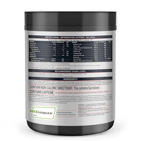 MuscleBlaze Pre Workout WrathX with Creapure, Nitroblaze & BioPerine (Mango Mayhem, 340g, 20 Servings)
