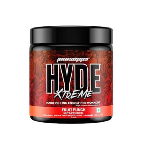 Hyde Xtreme - Hard Hitting Energy Pre Workout Supplement | Caffeine, Beta-alanine, Creatine HCl, L-arginine | For Muscle Pump, Vascularity, Strength and Focus | 15 servings (Fruit Punch)