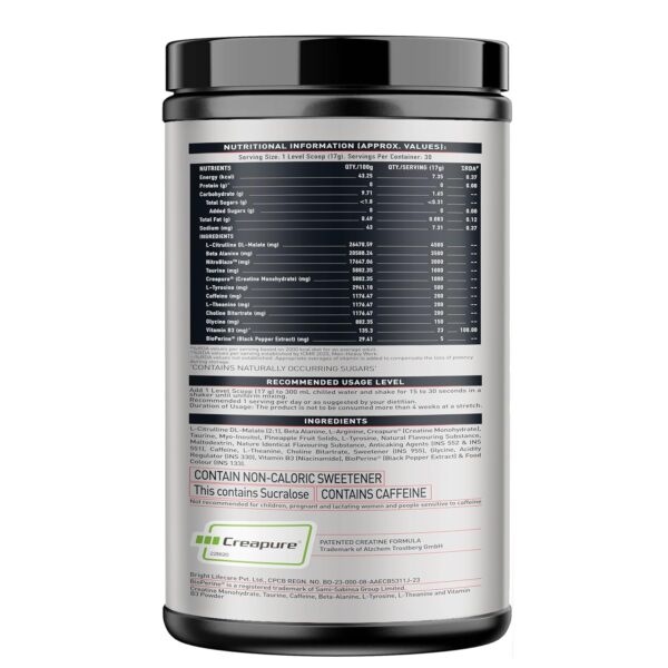 MuscleBlaze Pre Workout WrathX with Creapure Powder, Nitroblaze & BioPerine (Cola Frost, 510g, 30 Servings)