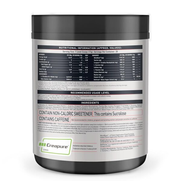 MuscleBlaze Pre Workout Wrathx With Creapure,Nitroblaze & Bioperine (Cola Frost,340 G,20 Servings),Powder,1 Count