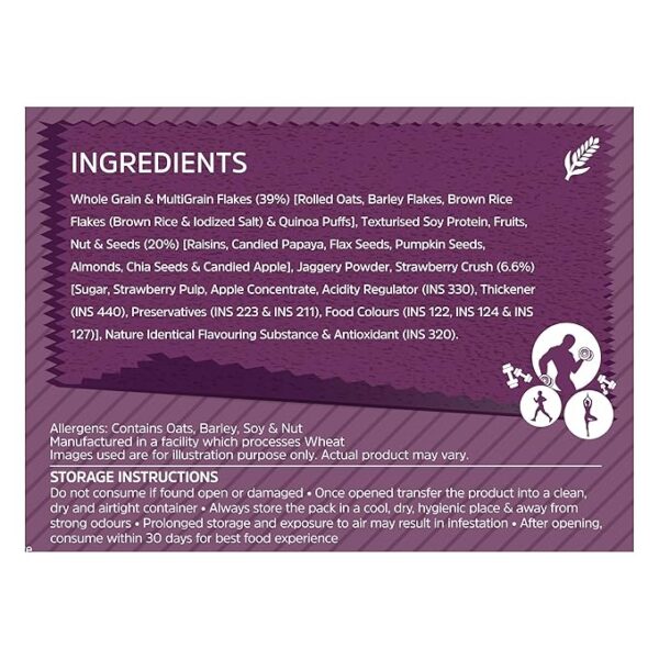 MuscleBlaze Fit High Protein Muesli (1kg, Fruits & Nut) | 22g Protein | With Apple, Almonds & Super Seeds, High Protein Breakfast Cereals