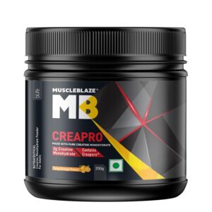 MuscleBlaze CreaPRO Creatine Monohydrate Powder with Creapure, Tangy Orange (62 Servings, 250g)