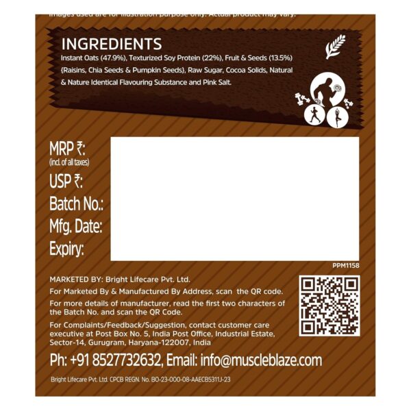 MuscleBlaze Fit High Protein Oats (Dark Chocolate, 1kg) | 22g Protein | Breakfast Cereals for Weight Management