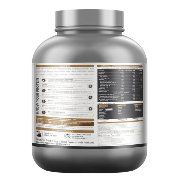 MuscleBlaze Biozyme Gold 100% Whey Protein (Double Rich Chocolate, 2kg / 4.4 lb) | Whey Isolate as Primary Protein Source