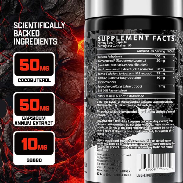 Nutrex Research Lipo-6 Hardcore Supplement, Supports Metabolism & Energy, Dietary Capsules – 60 Count