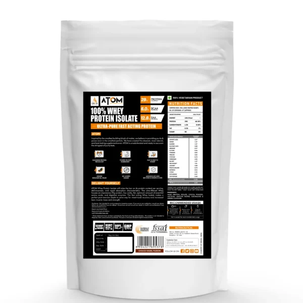 ATOM Whey Protein Isolate Ultra-Pure - 30g Protein | Choco Hazel Fusion | 2kg