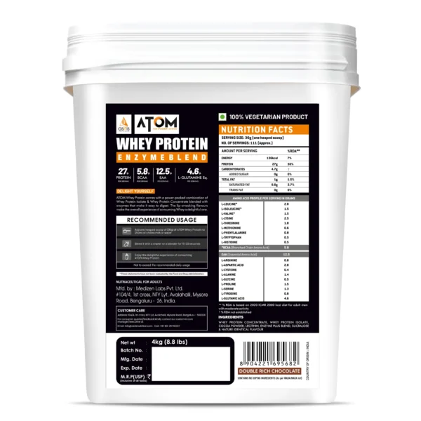 ATOM Whey Protein | USA Labdoor Certified For Accuracy & Purity | Double Rich Chocolate | 4kg