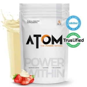 ATOM Whey Protein | USA Labdoor Certified For Accuracy & Purity | Creamy Stawberry | 1Kg