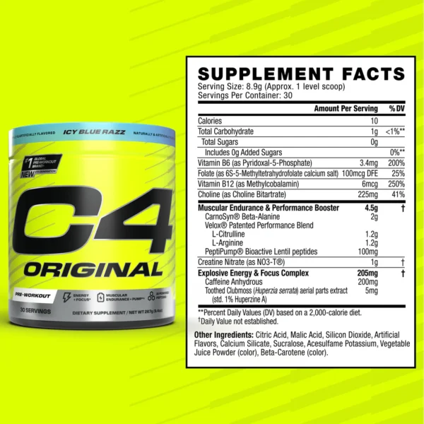 C4 Original Pre Workout Powder Rainbow Blast (30 servings)