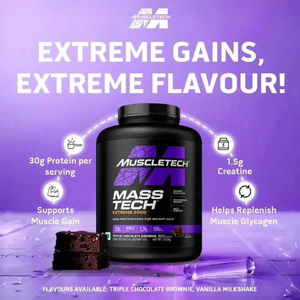 Muscletech™ Mass-Tech™ Extreme 2000, Triple Chocolate Brownie, 3kg